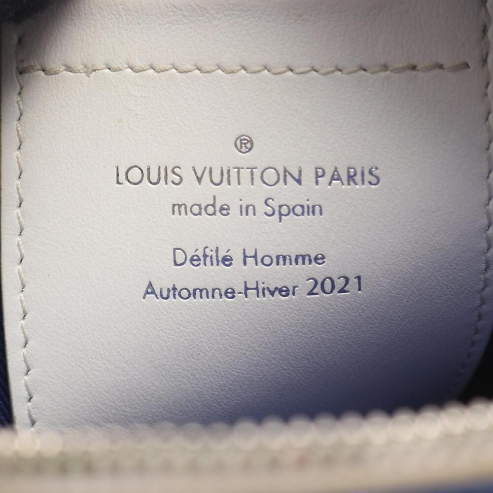 Louis Vuitton Navy Bag Leather Danube White LV Shoulder Blue - Picture 3 of 8
